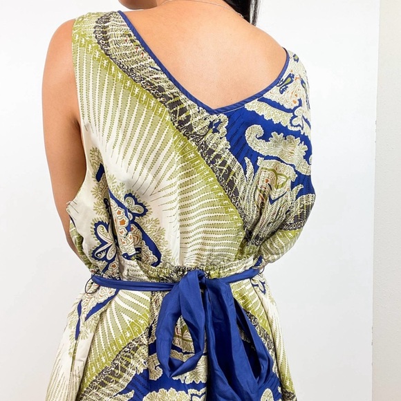 Edme & Esyllte Anthropologie Size XL Dress 100% Silk Mini A-Line w Pockets Green - Picture 9 of 10